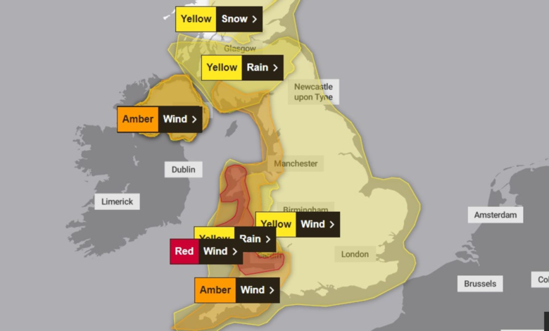 Storm Darragh Weather Warnings